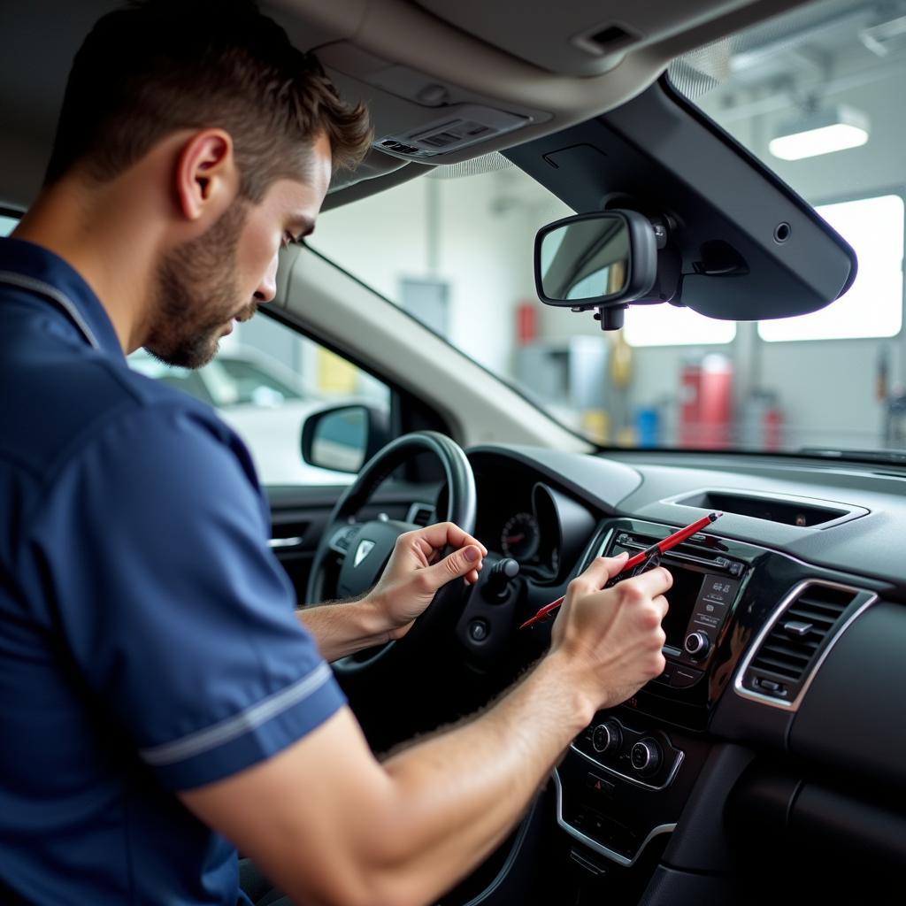 Professional Repairing a Car Visor