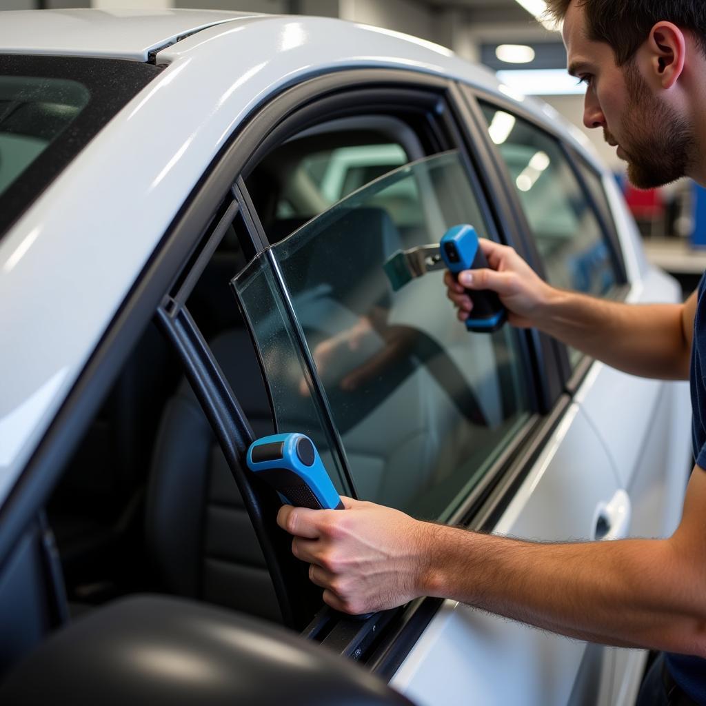 Professional car window replacement process