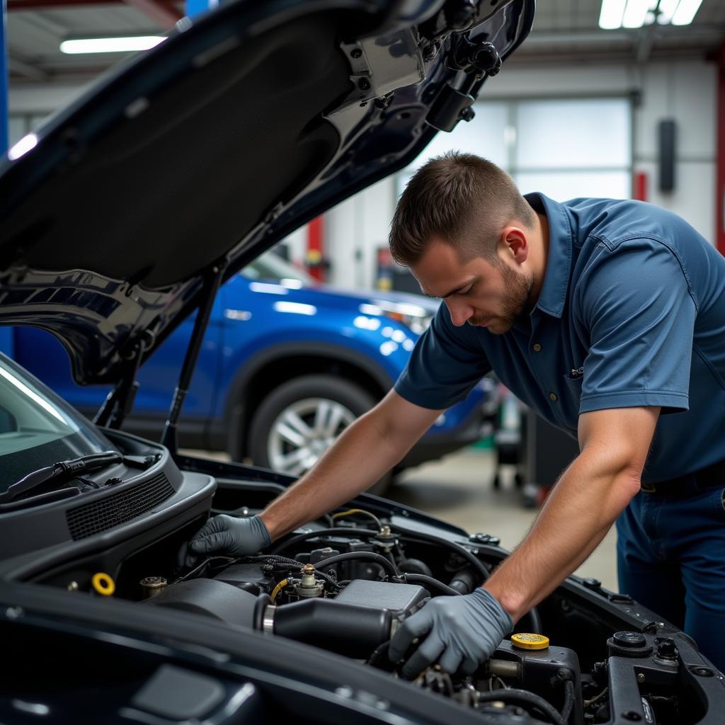 Professional Mechanic Working on Car Engine