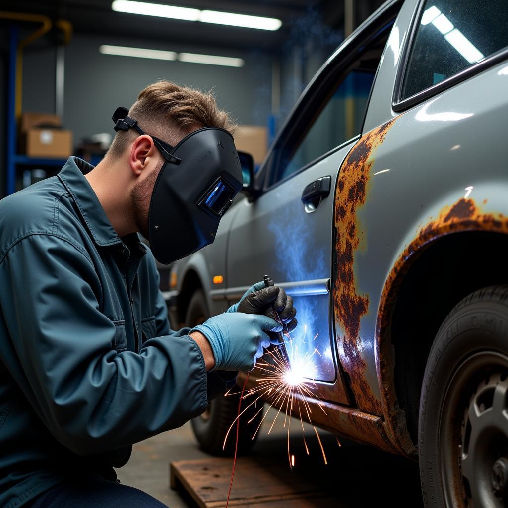 Professional Welding Rusted Car Panel