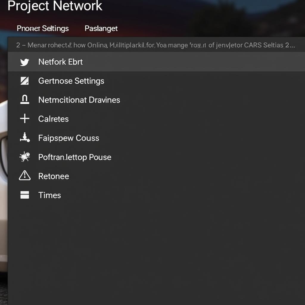 Project Cars Game Settings Menu