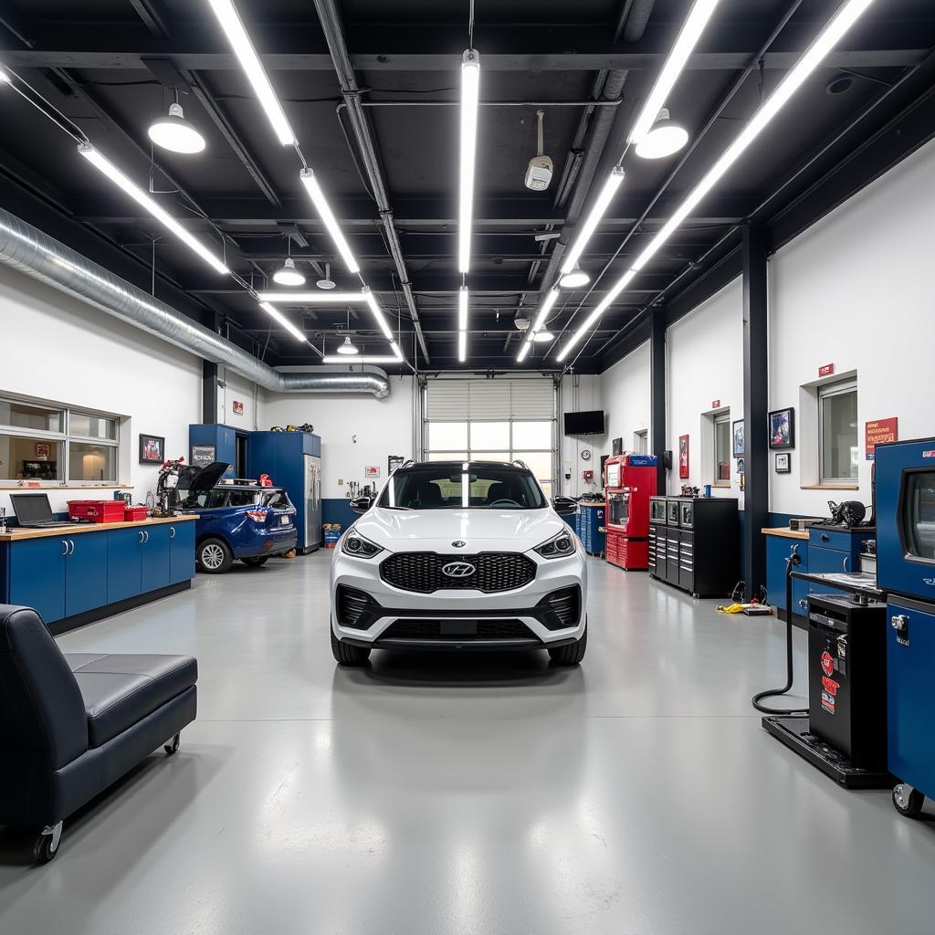 Modern and Clean Interior of a Car Repair Shop in Provo