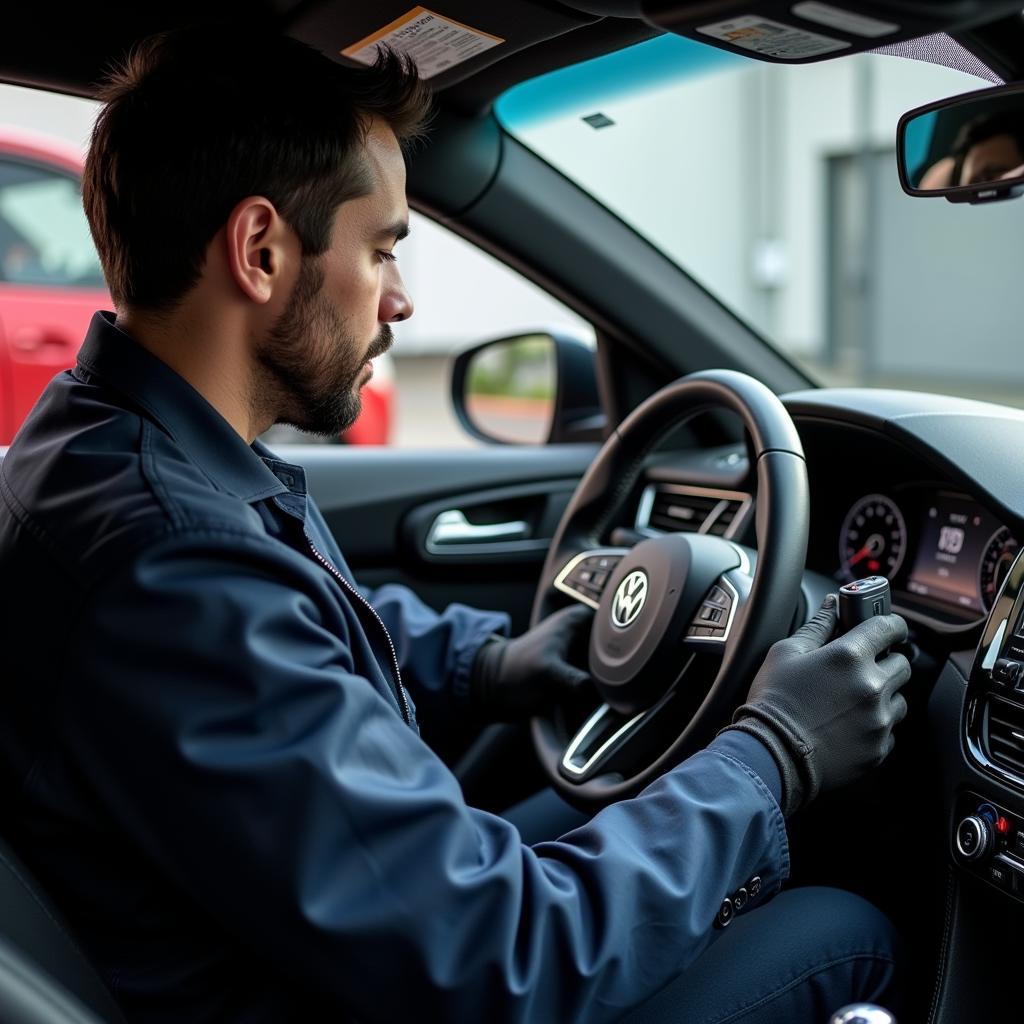 Certified Android Auto Repair Technician Working on a Car's Infotainment System