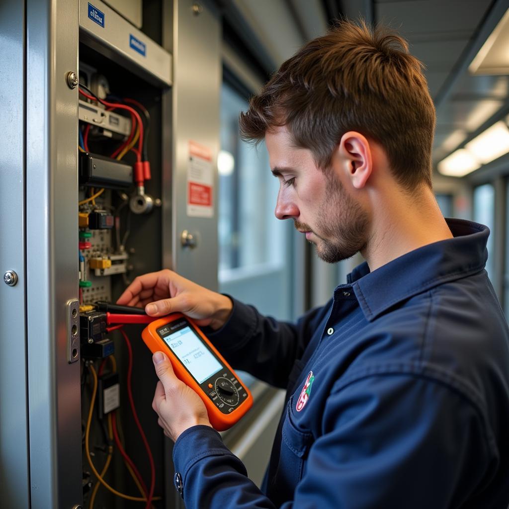 Rail Car Maintenance Trainee Troubleshooting Electrical System