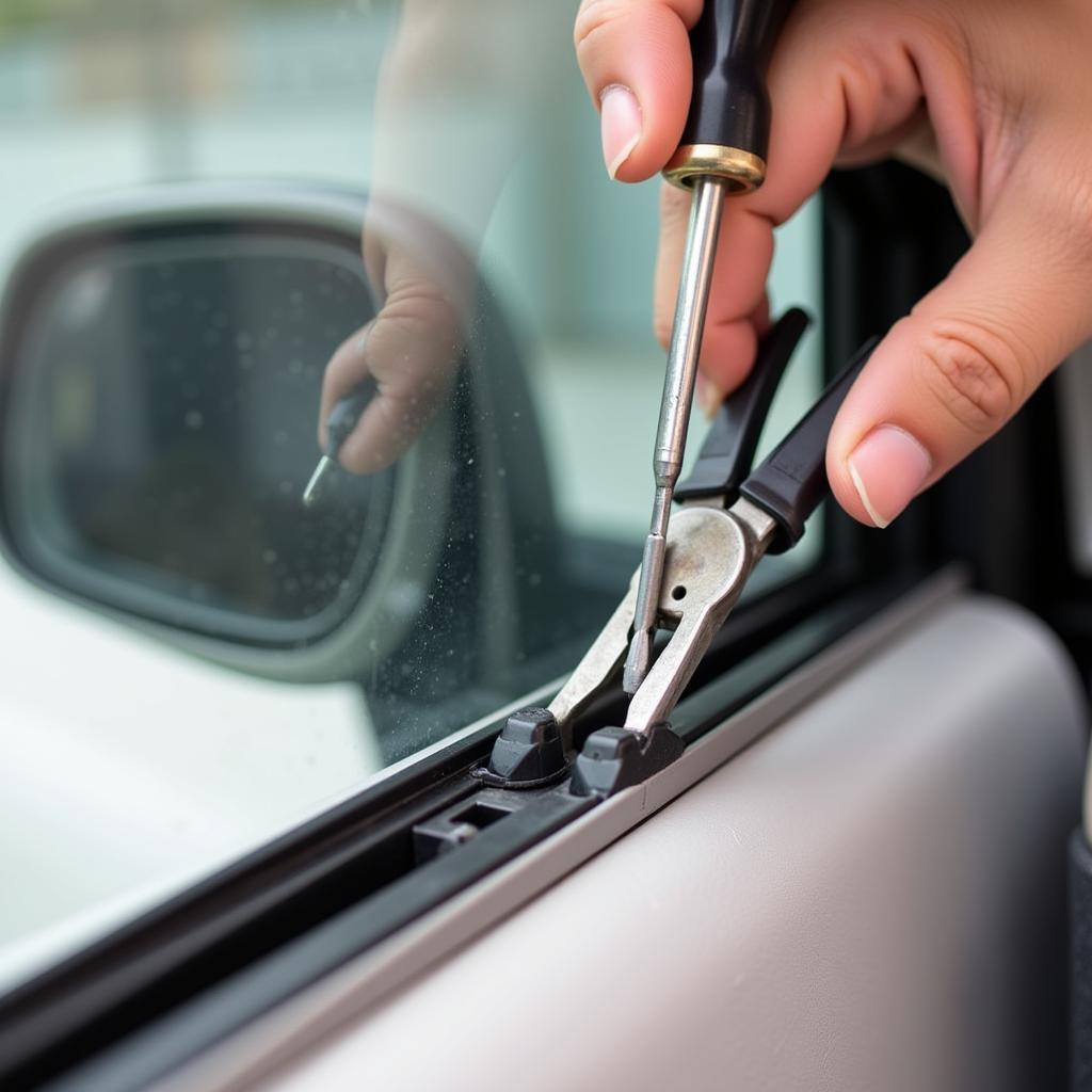 Realigning Car Window with Tools