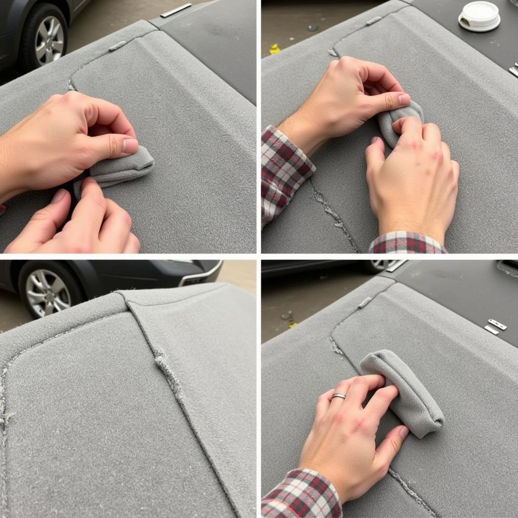 Reattaching Car Roof Fabric to the Headliner Board