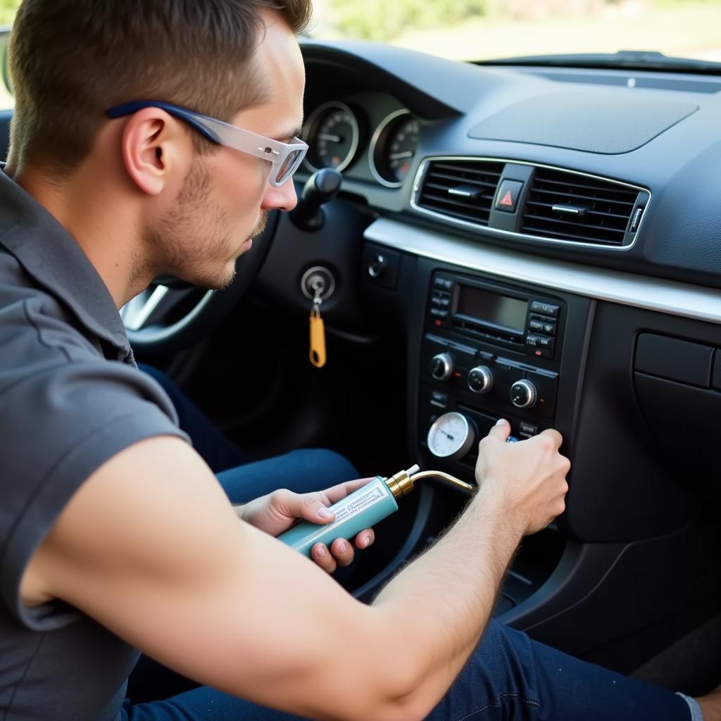 Recharging Car AC Refrigerant with a Kit