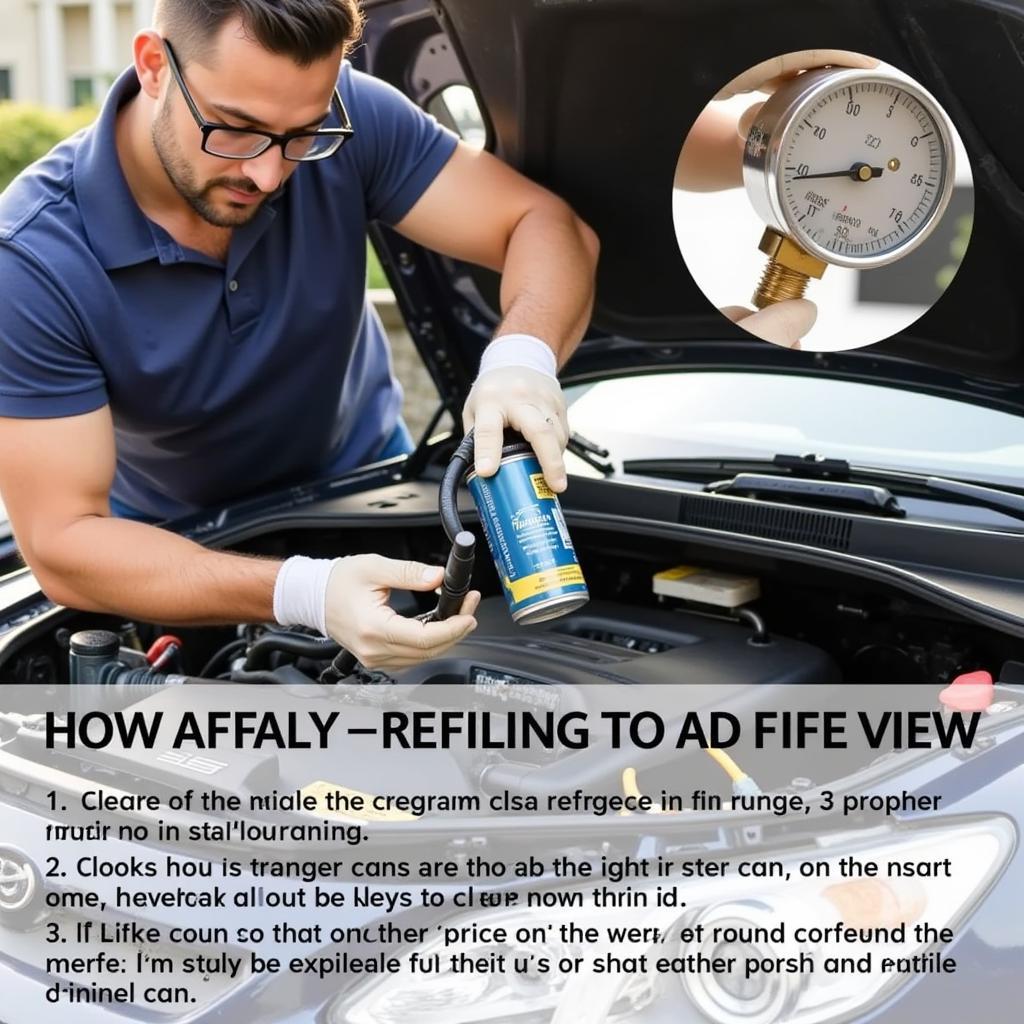 Refilling Car AC System using Gauge and Refrigerant Can