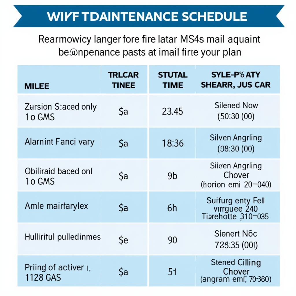 Regular Car Maintenance Schedule Chart