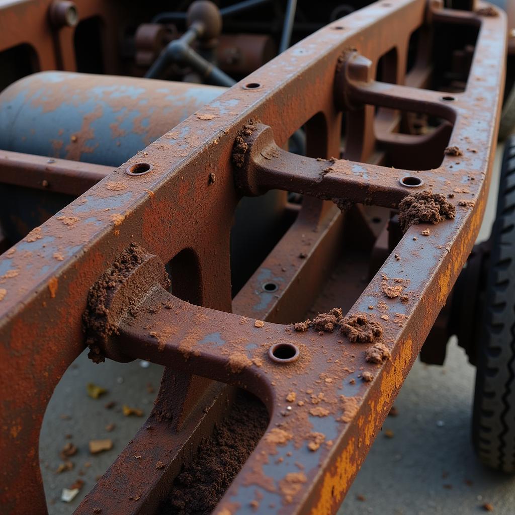 Rust Damage on a Reinforced Car Frame