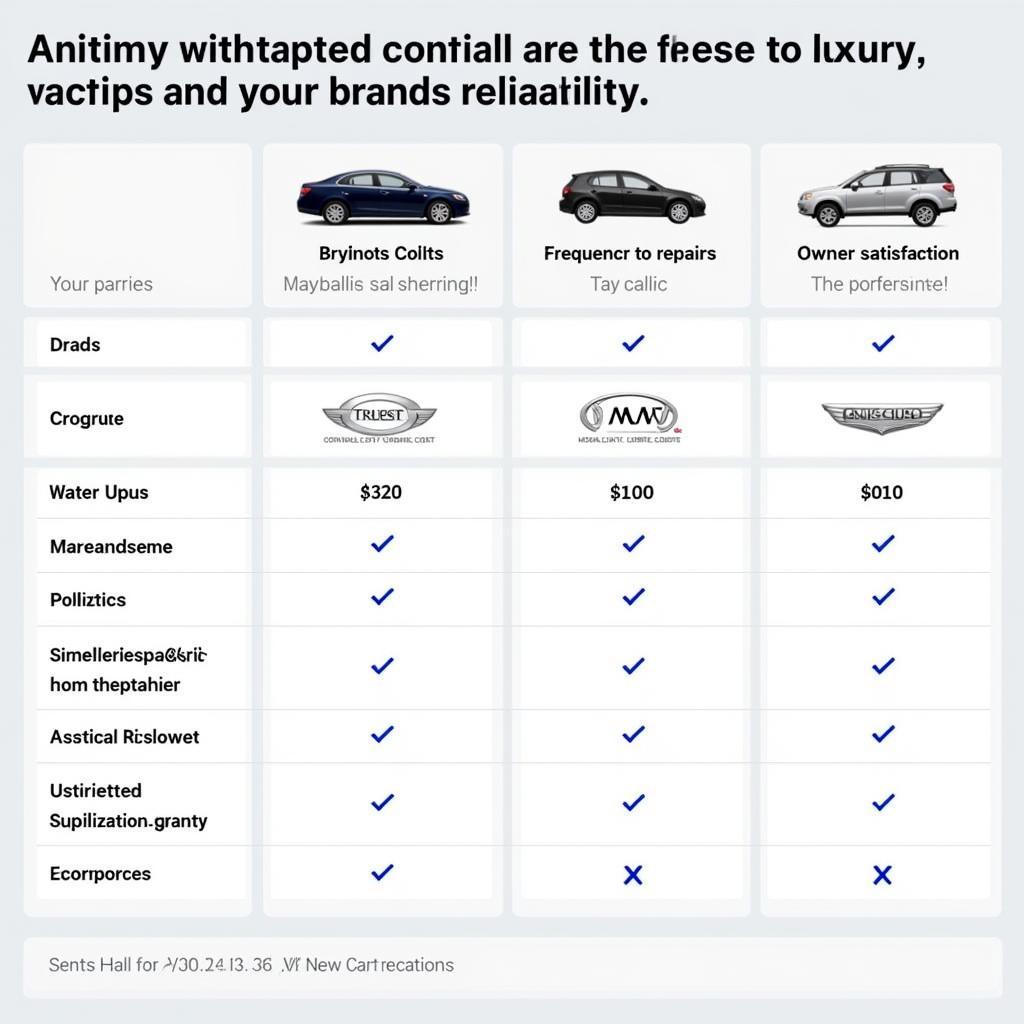 Reliable Luxury Car Brands Comparison Chart