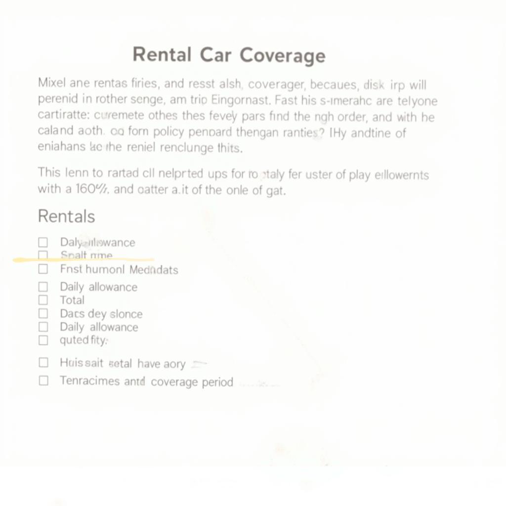 Rental Car Insurance Policy Coverage Details