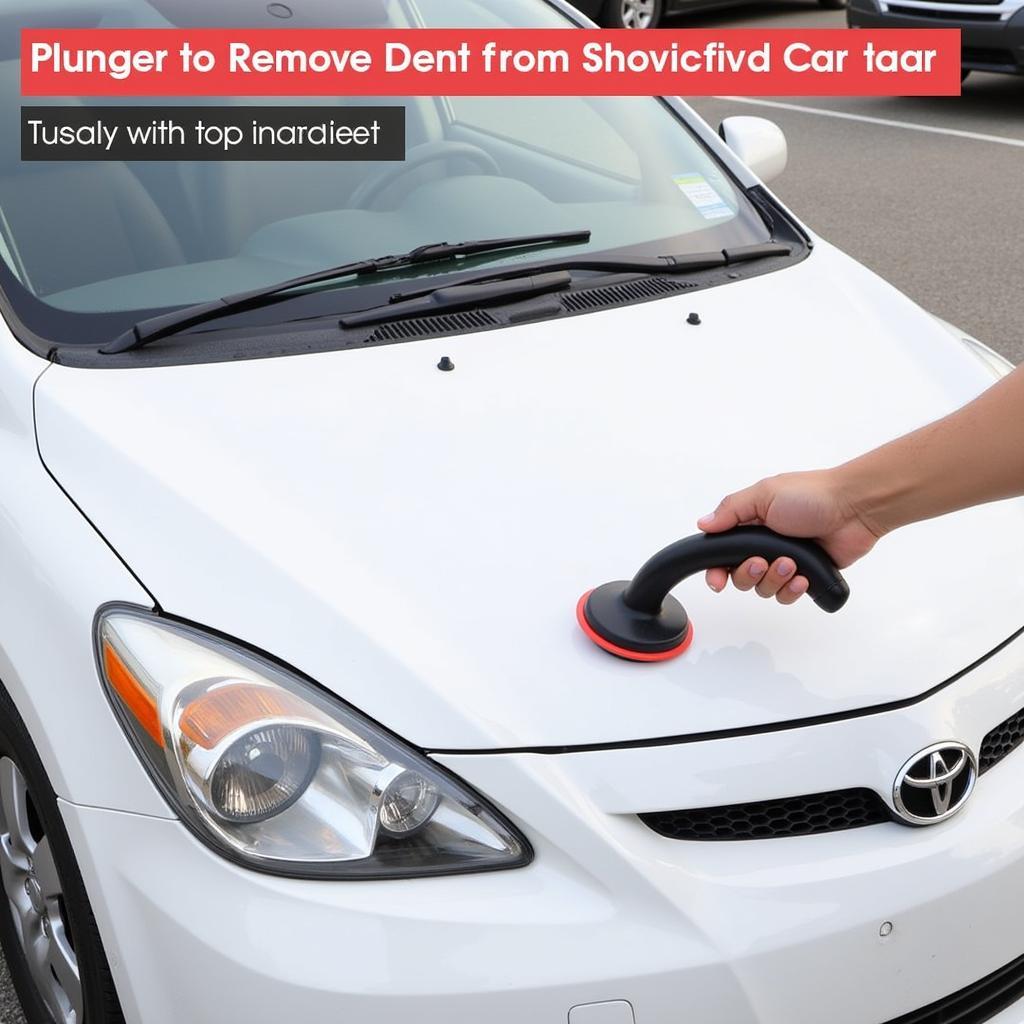 Repairing Car Hood Dent with Plunger