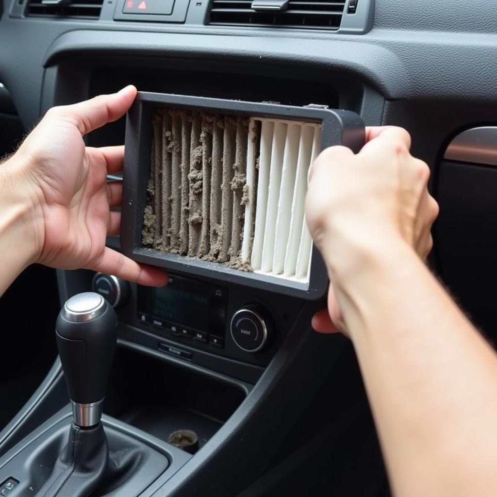 Replacing the cabin air filter in a car