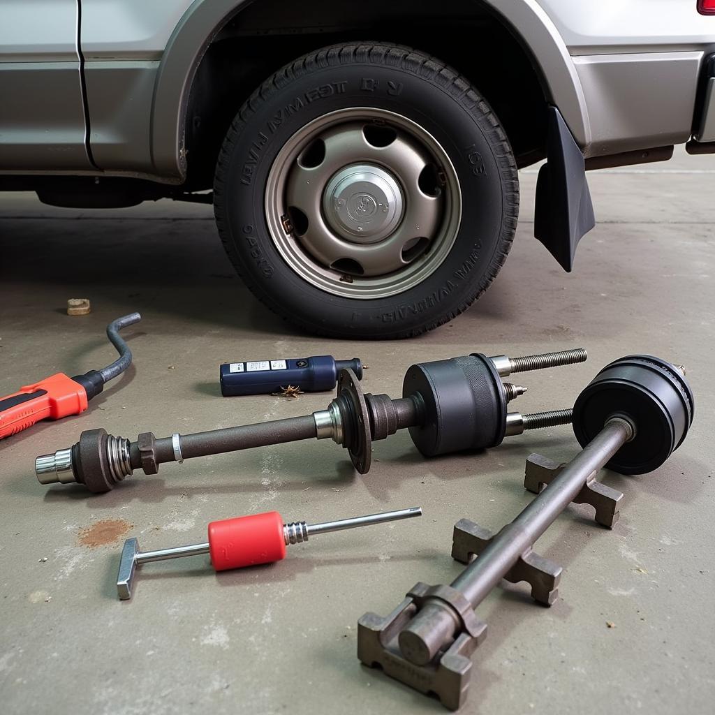 Step-by-step process of replacing a car's CV axle