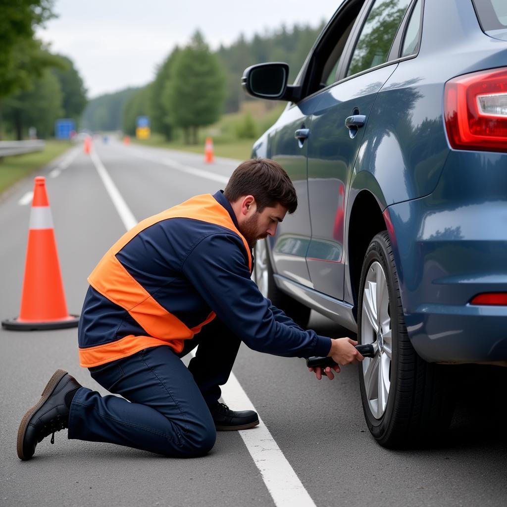 Roadside Assistance Changing a Tire