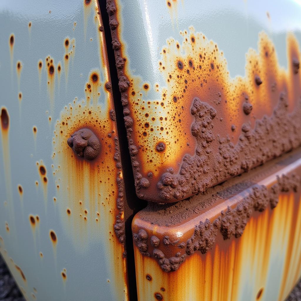 Rust Bubbling Car Paint Close Up