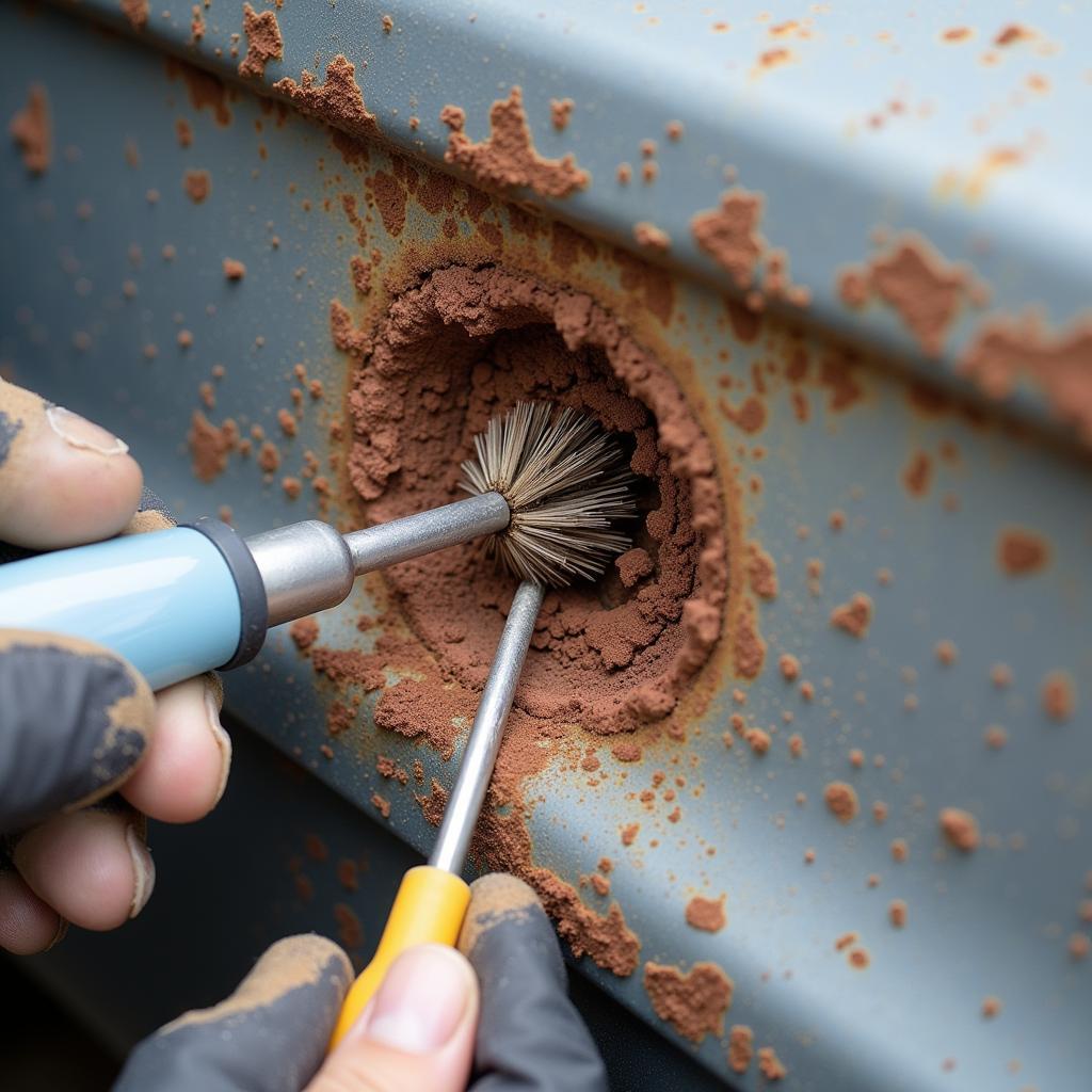 Assessing Rust Hole Damage on Car Body