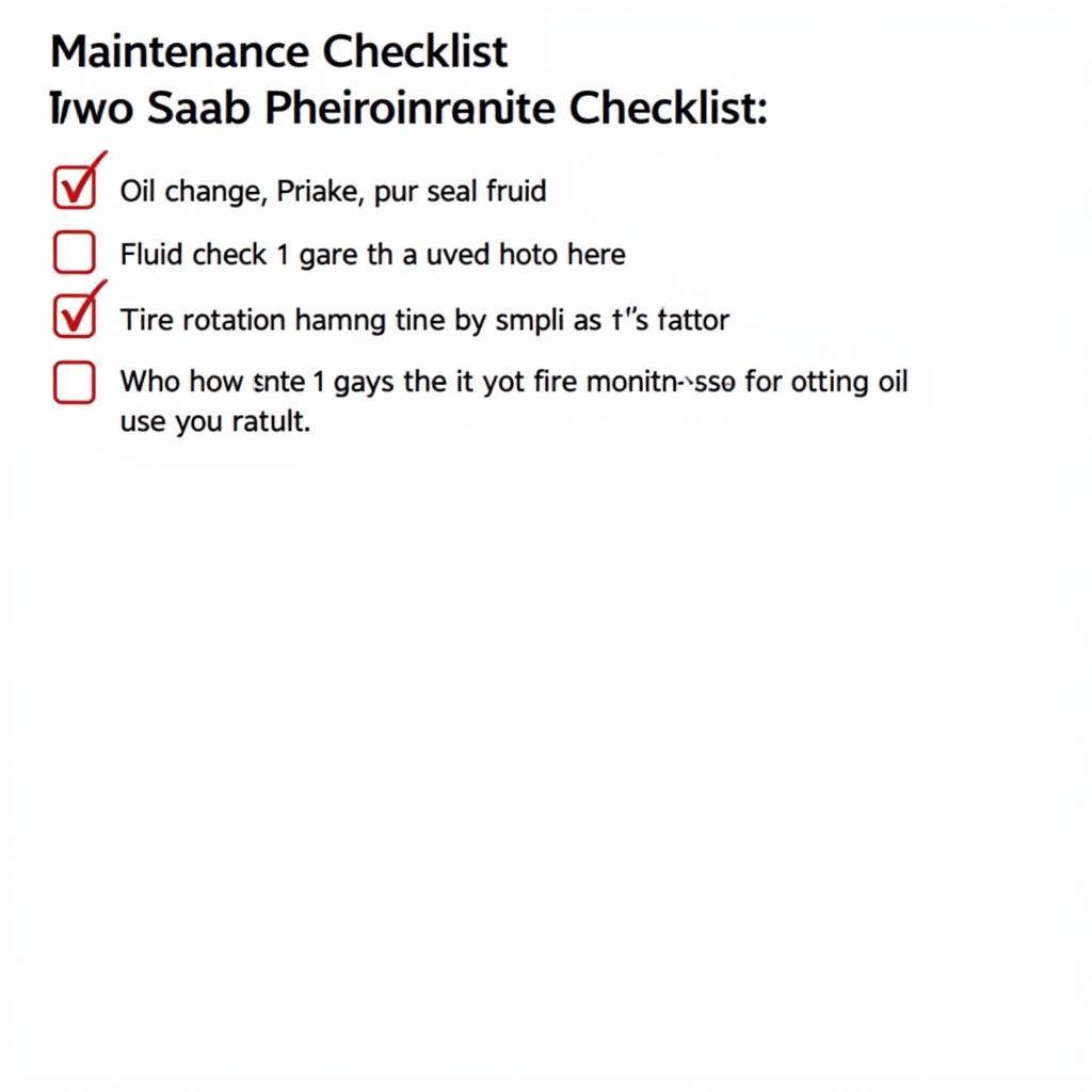 Saab Maintenance Checklist