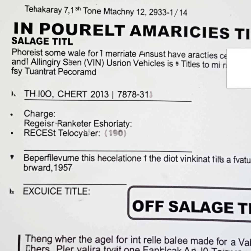 Reviewing the Salvage Title Document