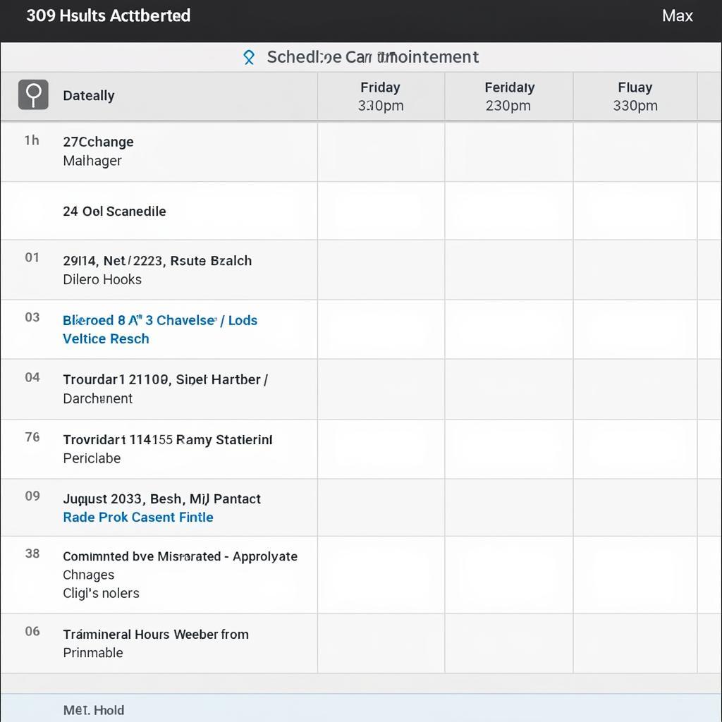 Scheduled Car Maintenance Calendar