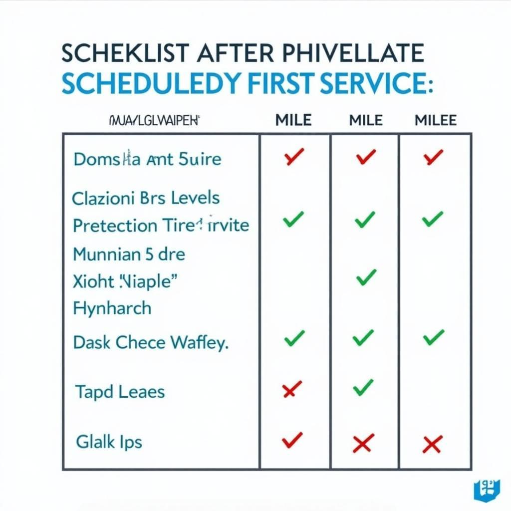 Scheduled Maintenance Checklist Post First Car Service