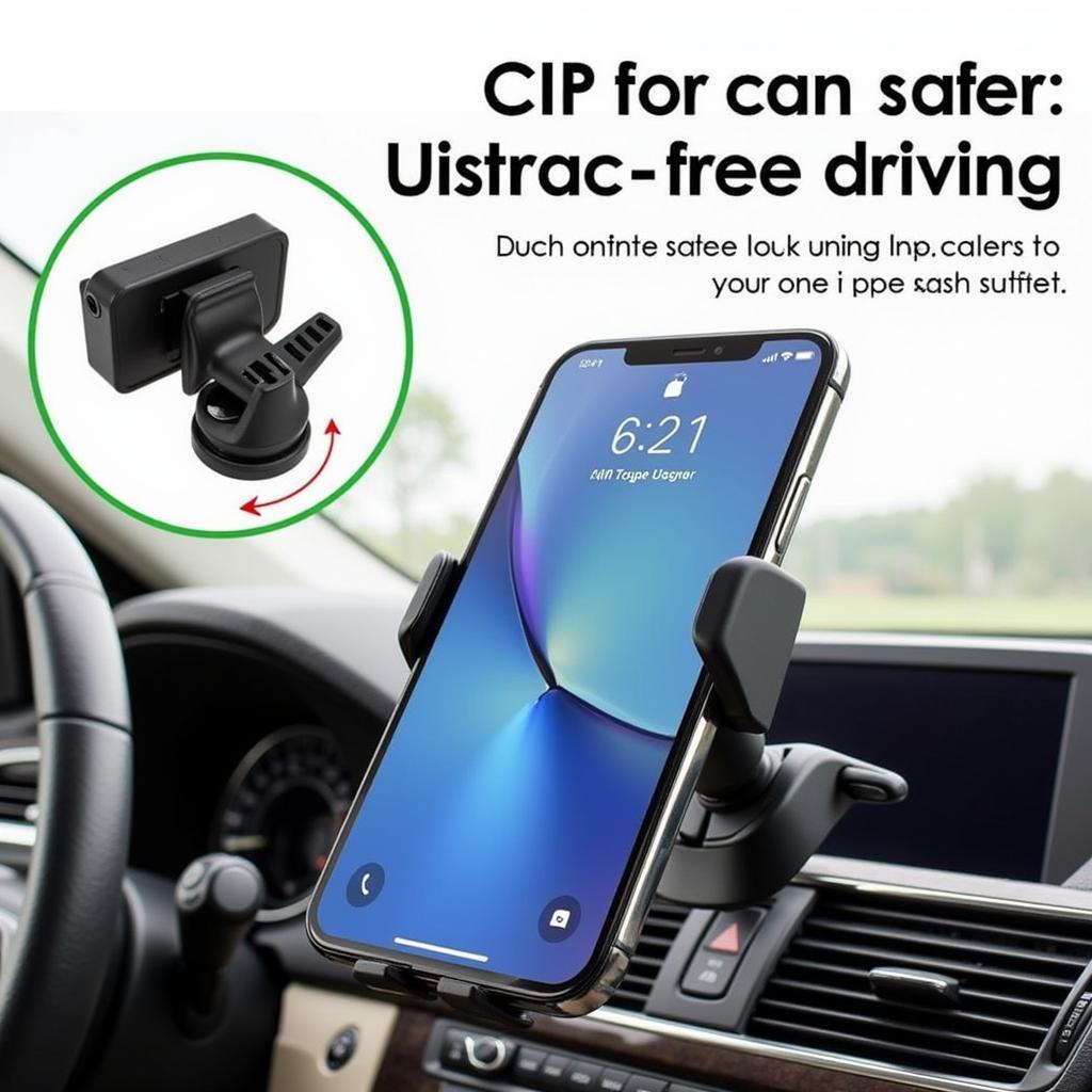 Securely Mounted Phone in Car for Safe Driving