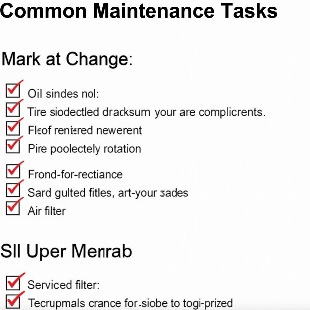 Sedan Car Maintenance Checklist