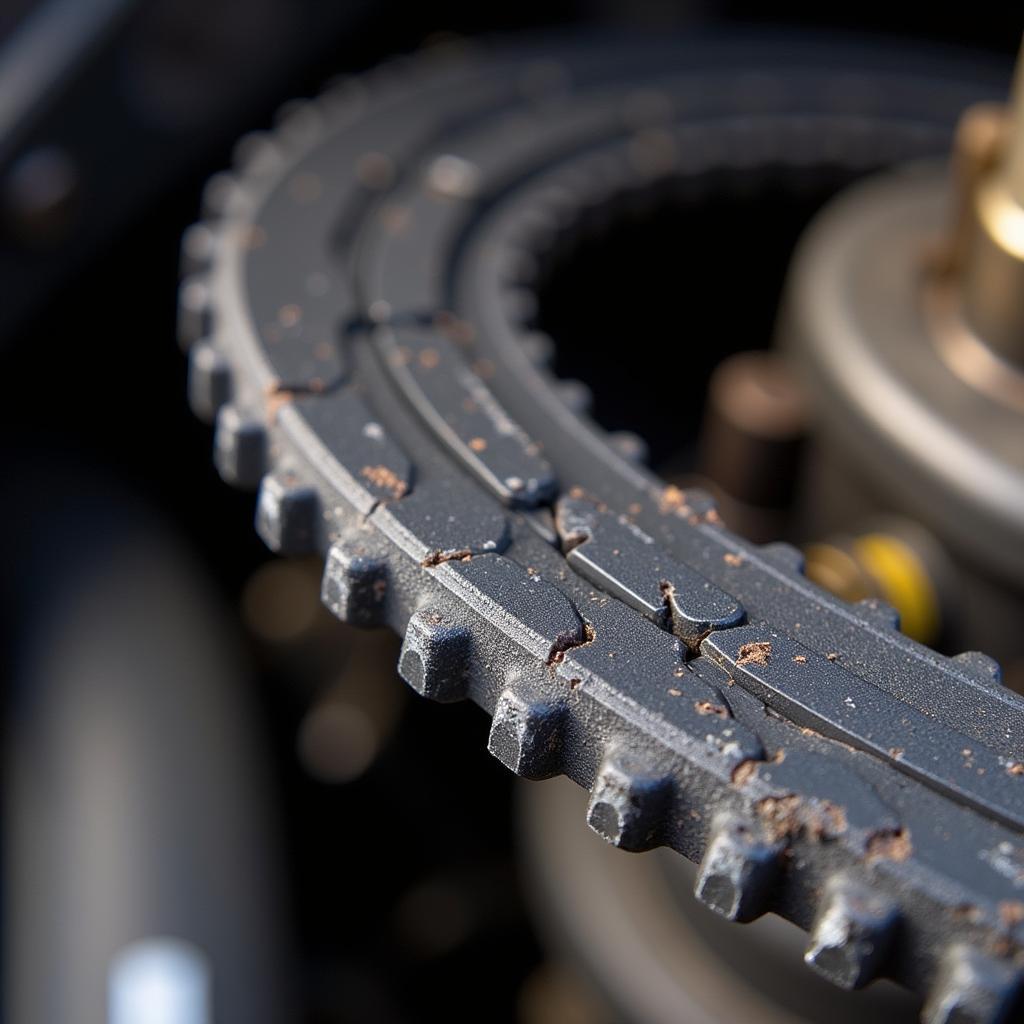 Damaged Serpentine Belt Showing Cracks and Wear