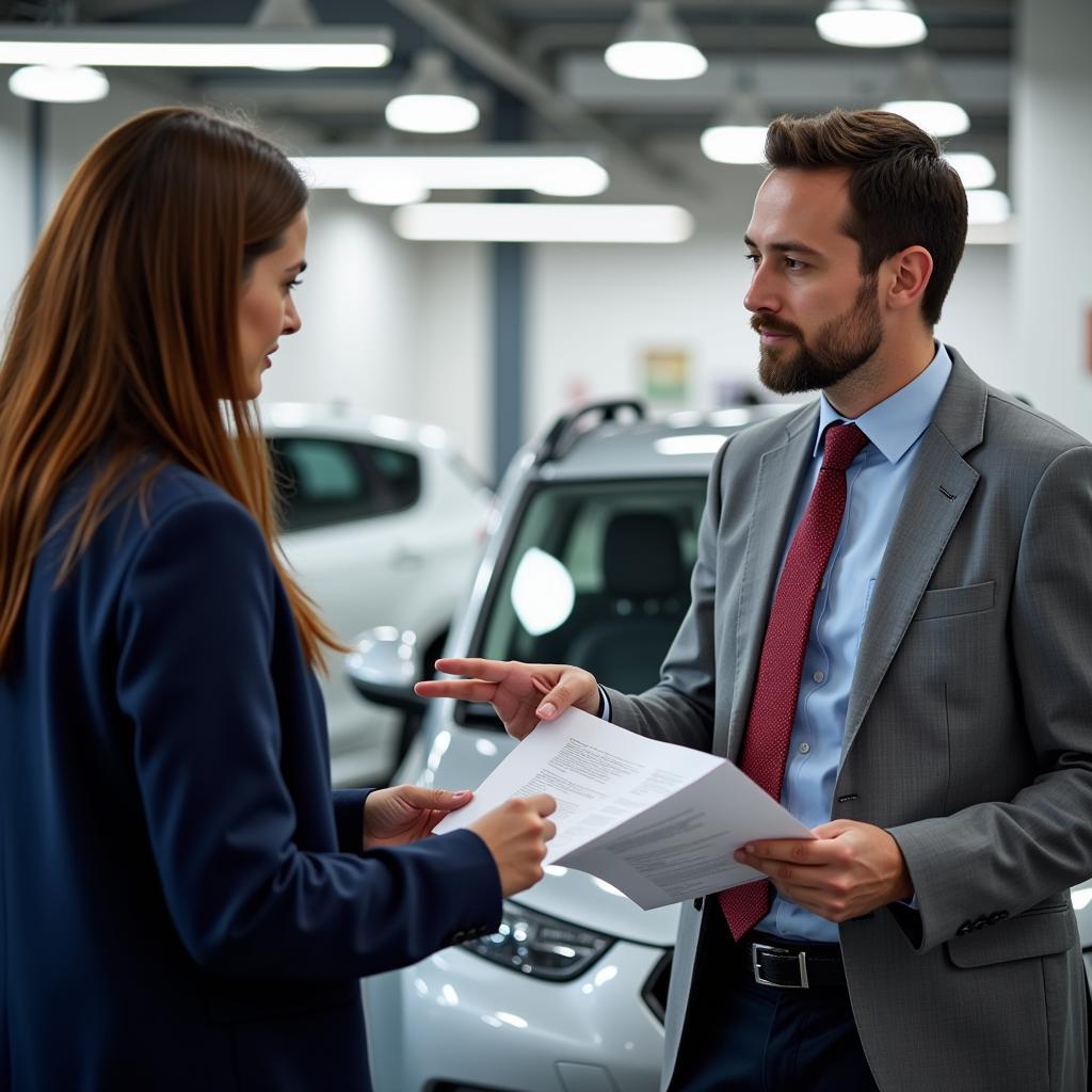 Service Advisor Discussing Car Maintenance with Customer