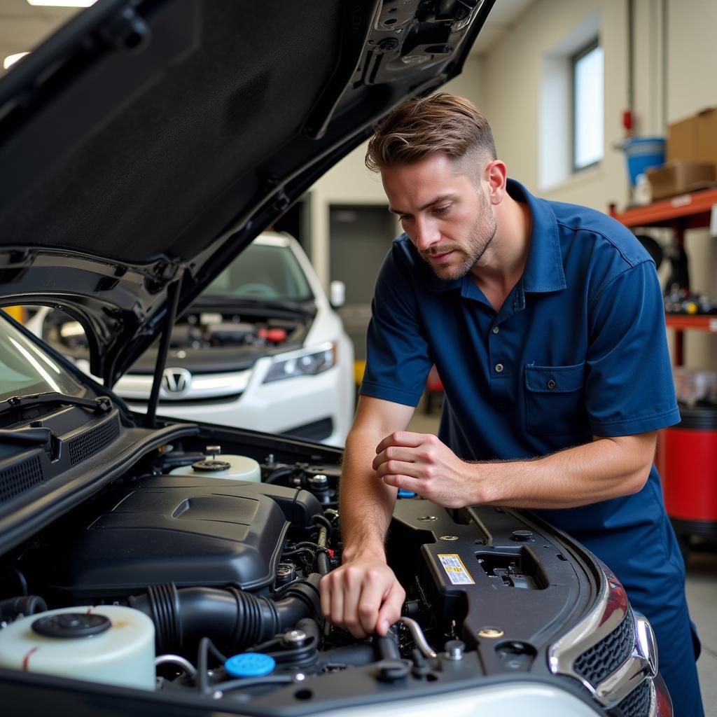 Car being checked before a summer road trip