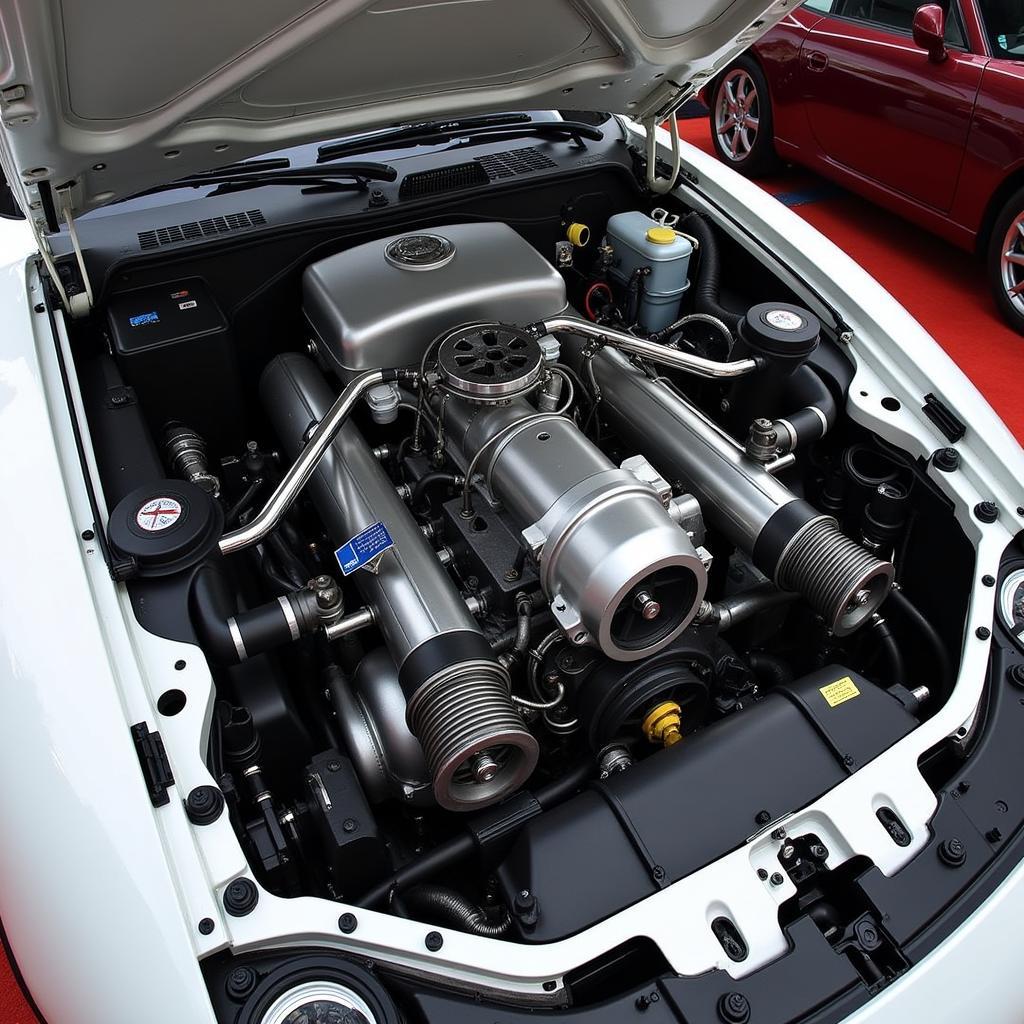 Detailed view of a supercar engine bay