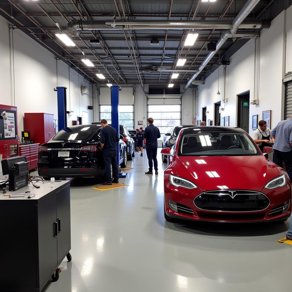 Tesla Service Center Repair Bay