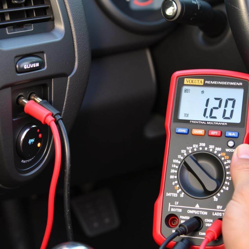 Testing Car Amp Remote Wire Voltage with Multimeter