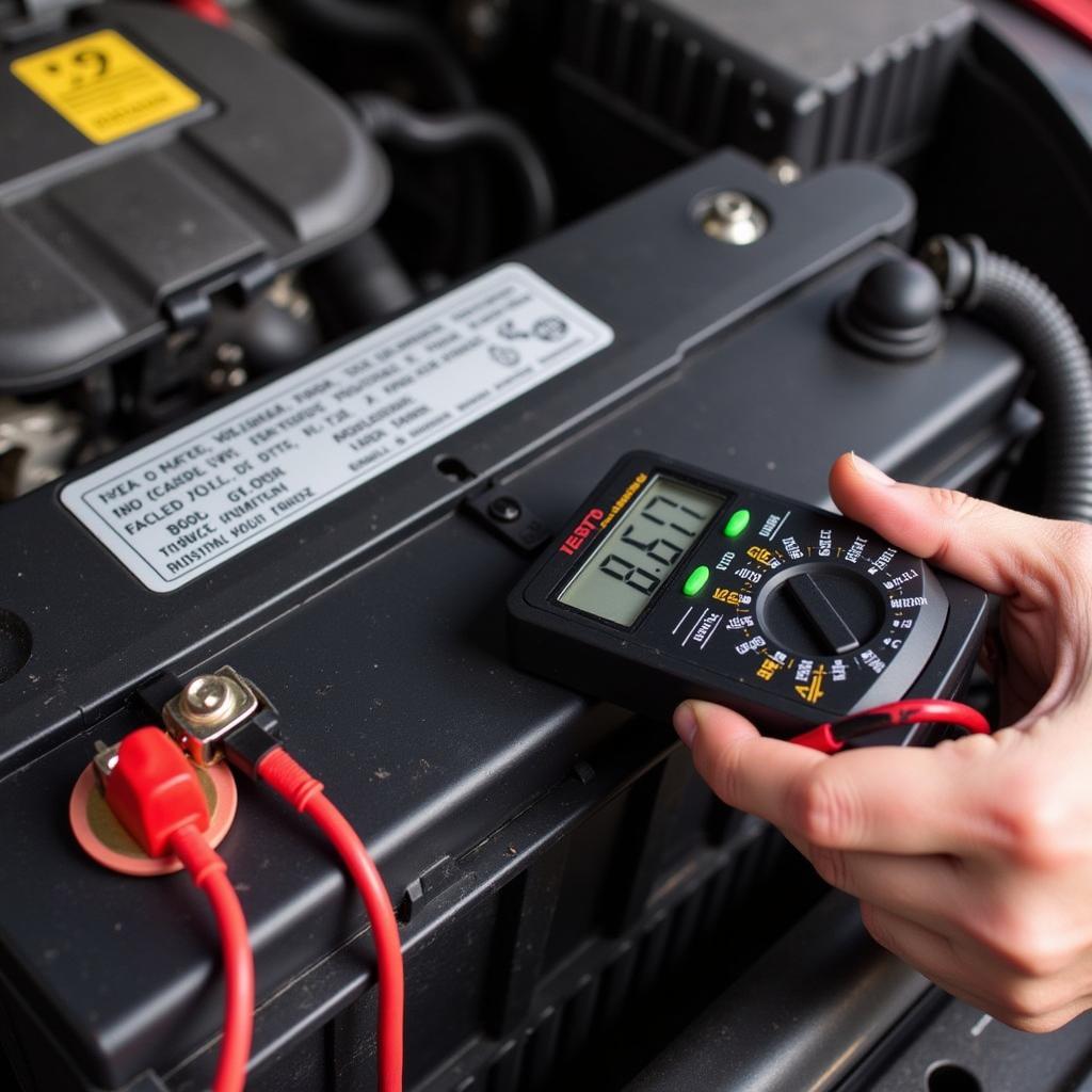 Testing Car Battery Voltage with Multimeter