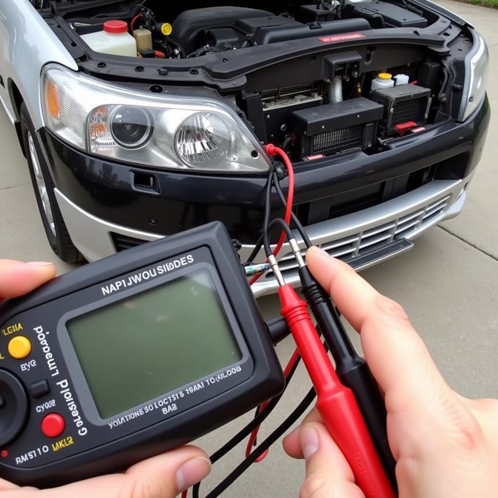 Testing Car LED Light Voltage with Multimeter