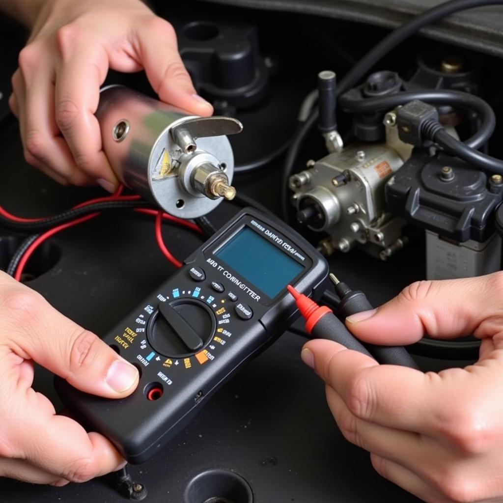 Using Multimeter to Test Car Starter Solenoid for Functionality