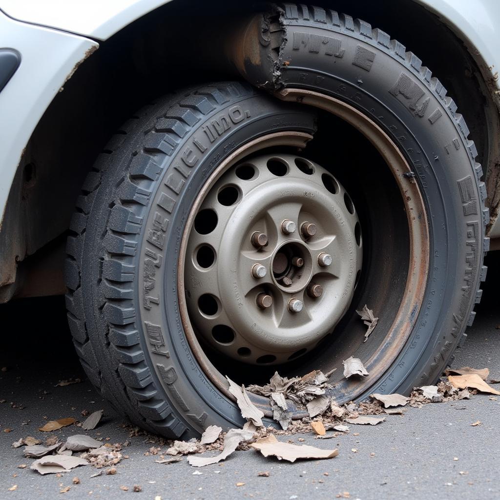 Car Tire Blowout Damage