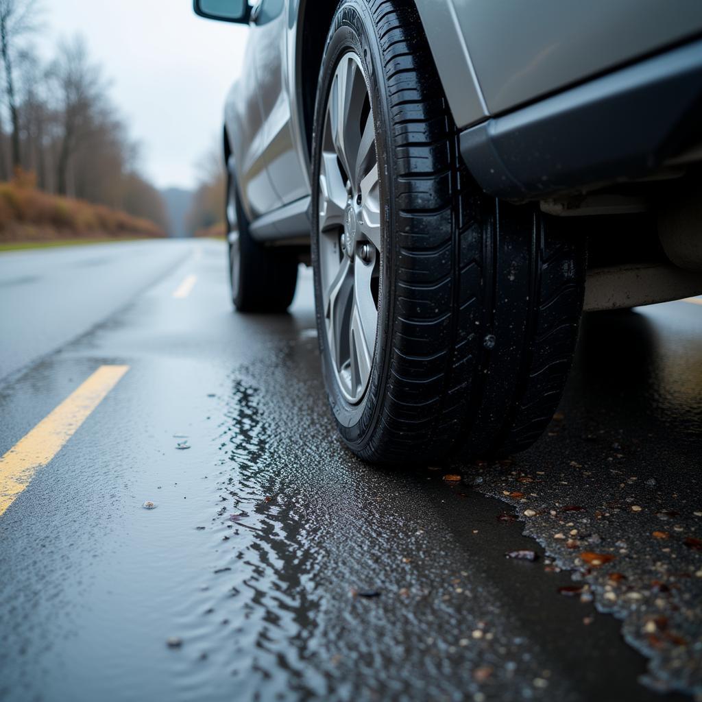 Tire Friction on Wet Road