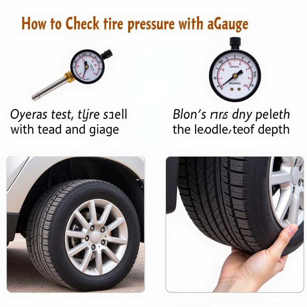 Checking tire pressure and tread depth for safe driving