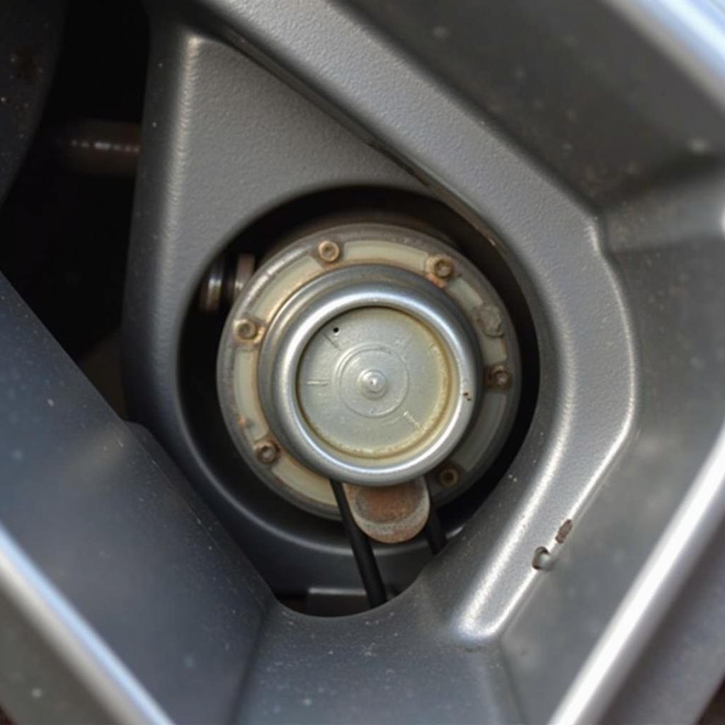 Tire Pressure Monitoring System (TPMS) Sensor Installed on a Wheel