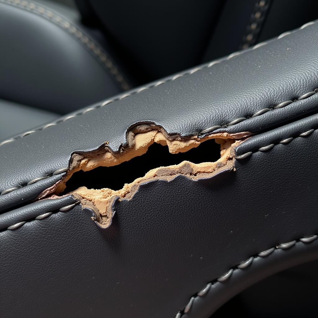 Torn Leather Car Door Panel Repair