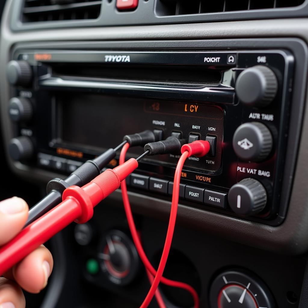 Using a multimeter to diagnose Toyota car radio electrical problems