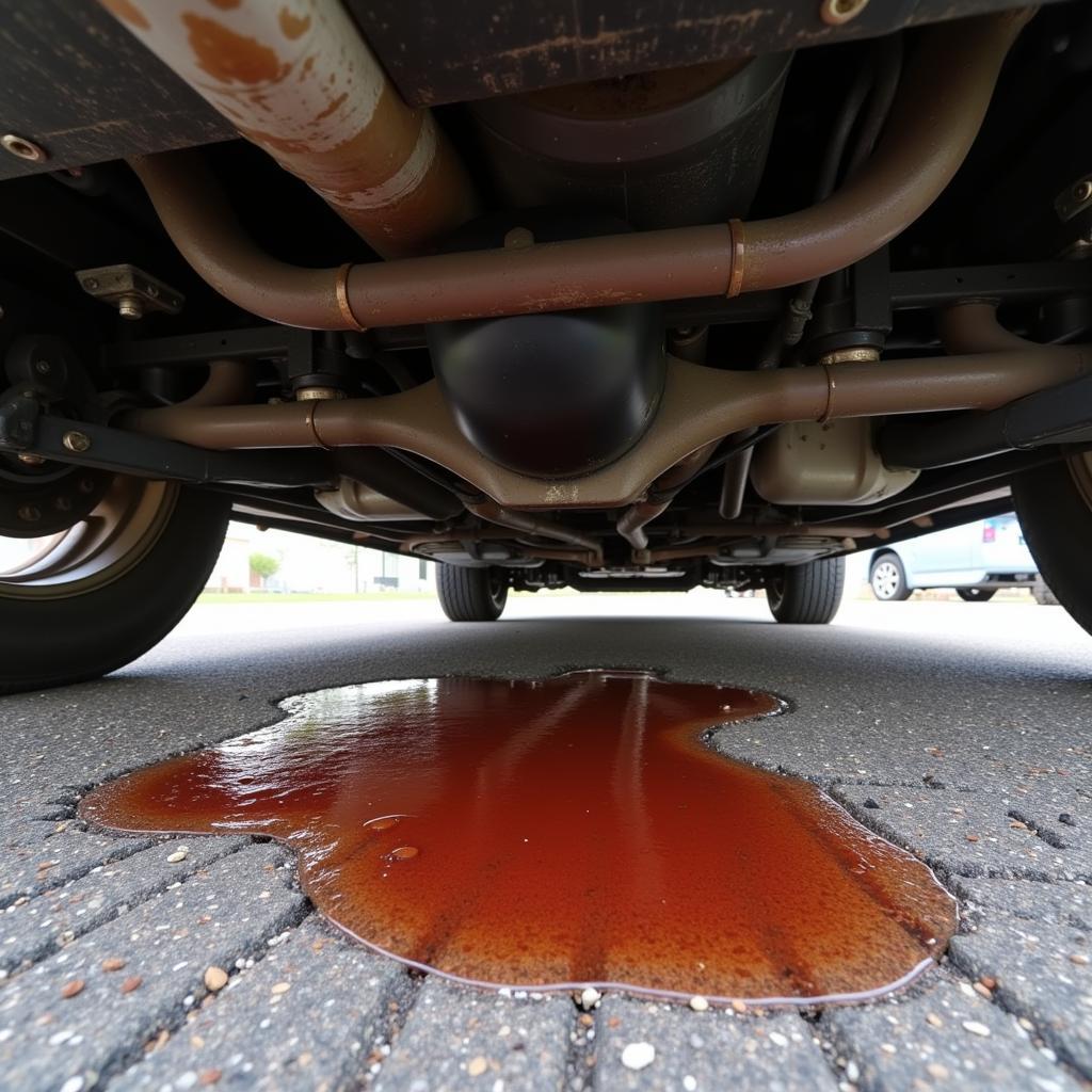 Transmission Fluid Leak Under a Car