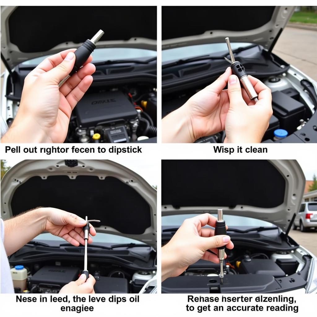 Troubleshooting Common Car Problems: A car owner checking the engine oil level using the dipstick, demonstrating a simple yet important maintenance task that can help identify potential issues early on.