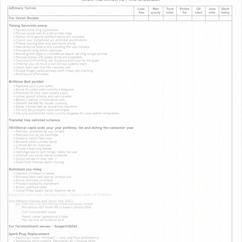 Tundra Major Maintenance Checklist