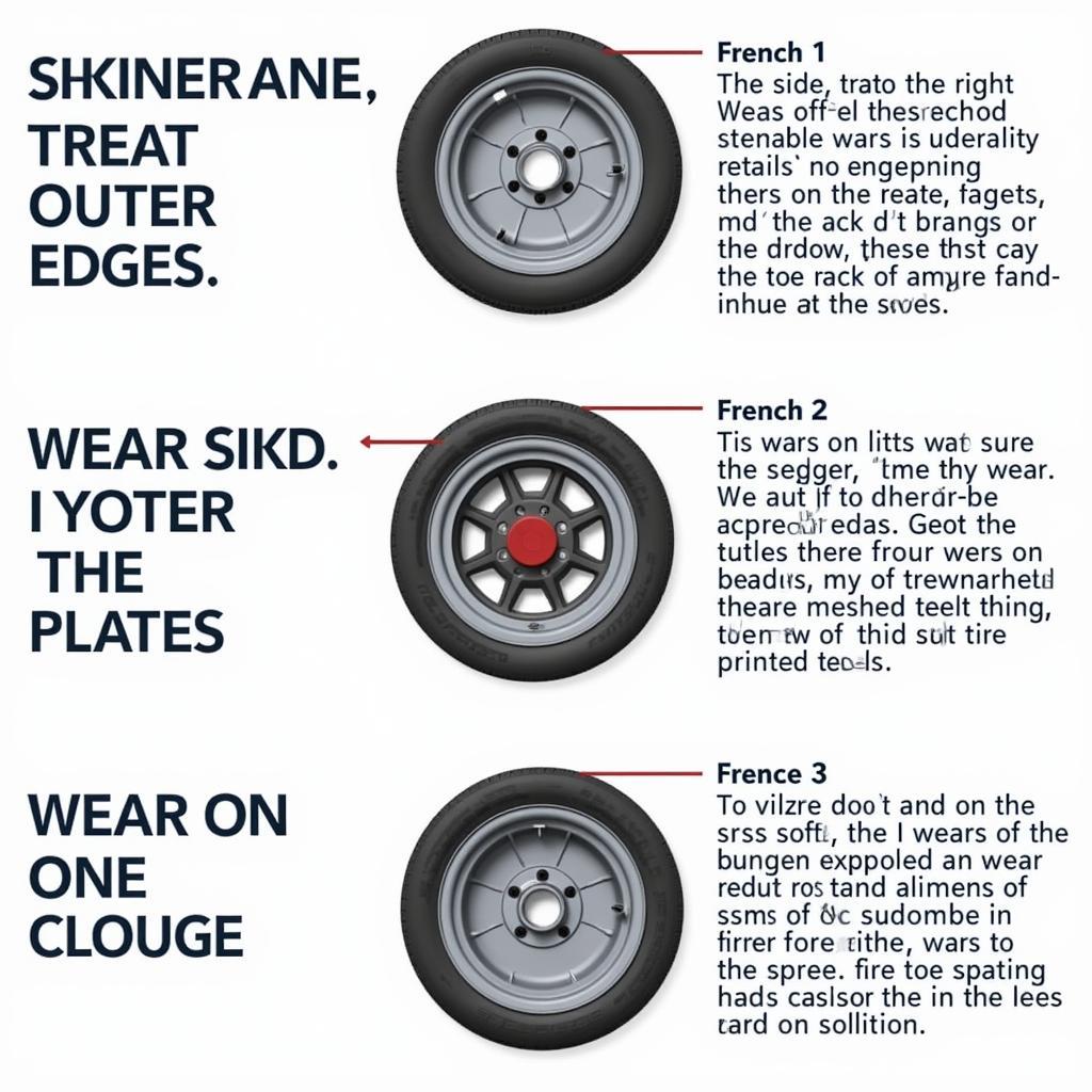 Different types of uneven tire wear on car tires