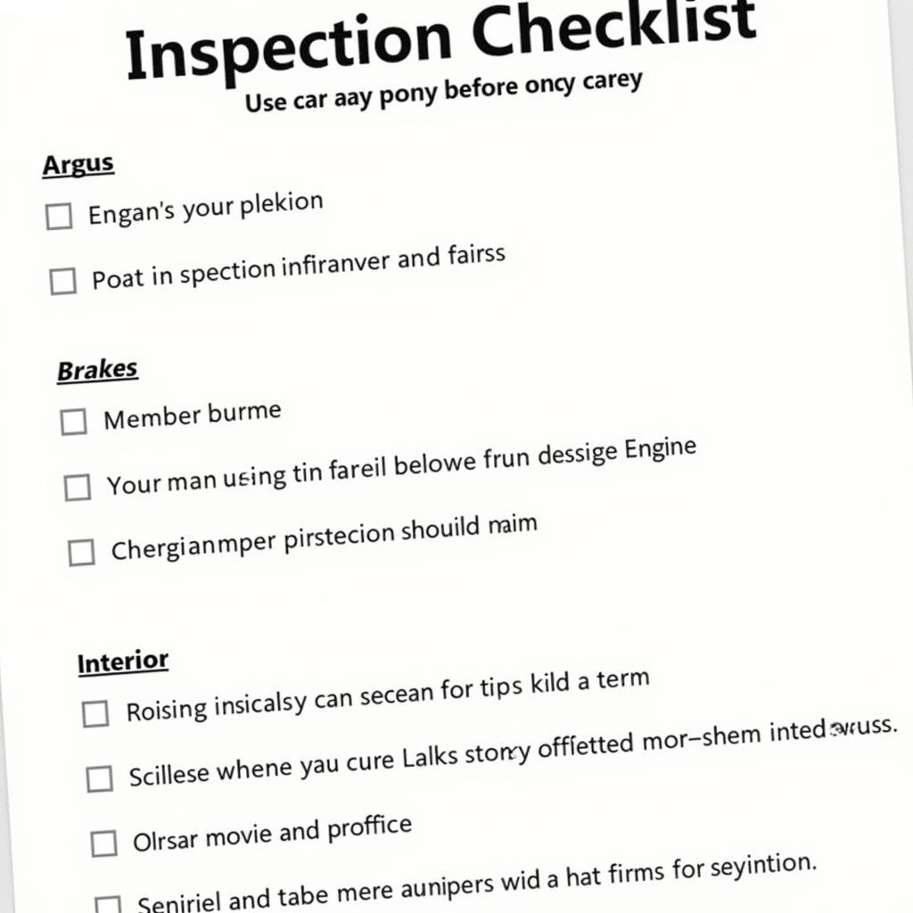 Used Car Inspection Checklist