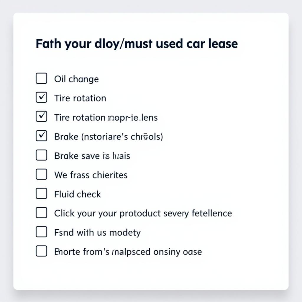 Used Car Lease Maintenance Checklist