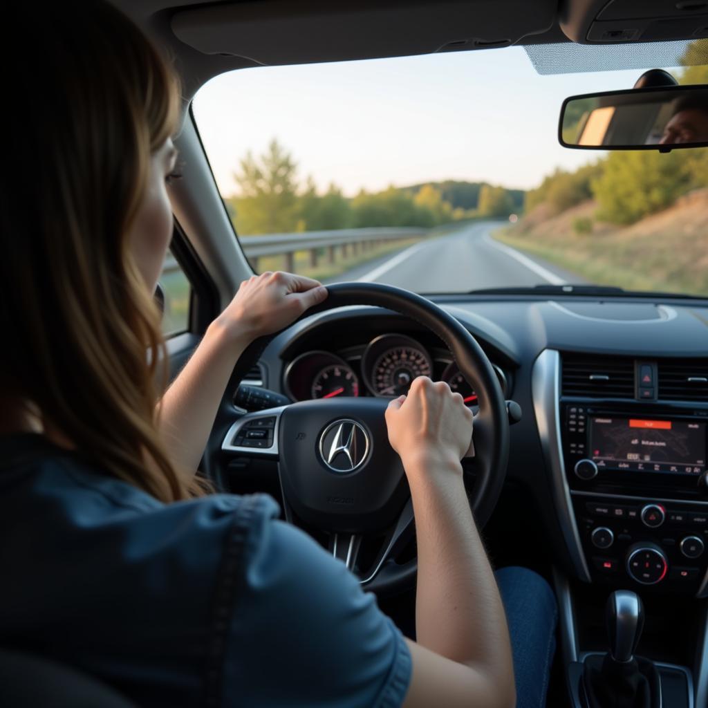 Test driving a used car to identify potential problems